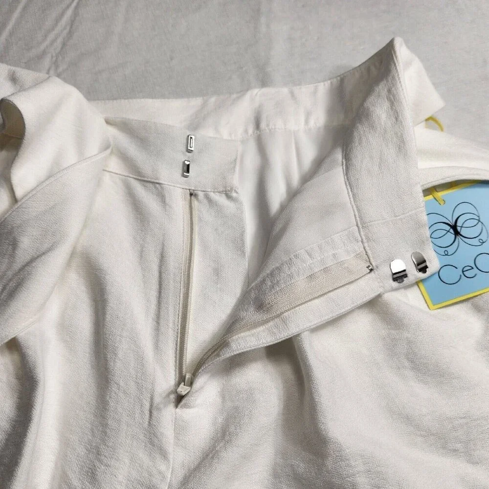 CeCe Women's Shorts Size 10 Paperbag Tie-Front White Casual Shorts (21) - Picture 9 of 10